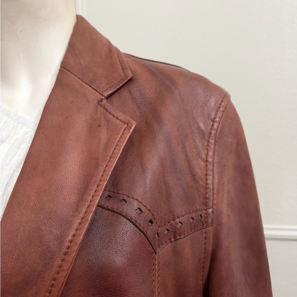 Men's Premium Leather Blazer in Rich Brown - Picture 4 of 12